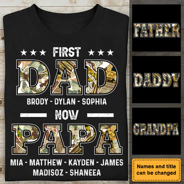 Personalized First Dad Now Papa Shirt