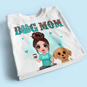 Watercolor Cute Dogs Teal And Leopard Dog Mom Personalized Shirt - Gift For Dog lover