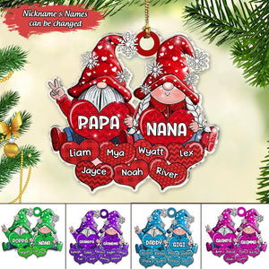 Colorful Christmas Light Couple Papa Grandma Nana Daddy Loves Sweet Heart Kids Personalized Ornament