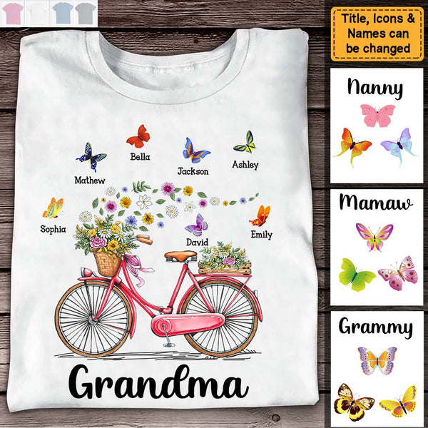 Gift for Grandma Bicycle With Flowers personalized T-shirt