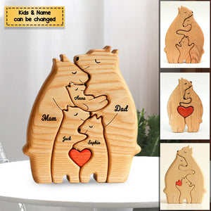 Personalized Bear Family Wooden Art Puzzle, Gift For Family