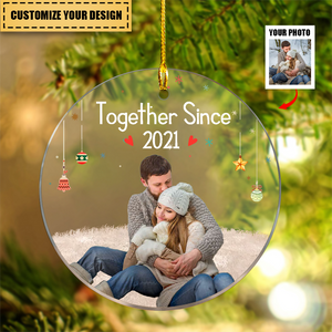 Personalized Circle Acrylic Christmas Ornament Custom Photo-Gift For Couples