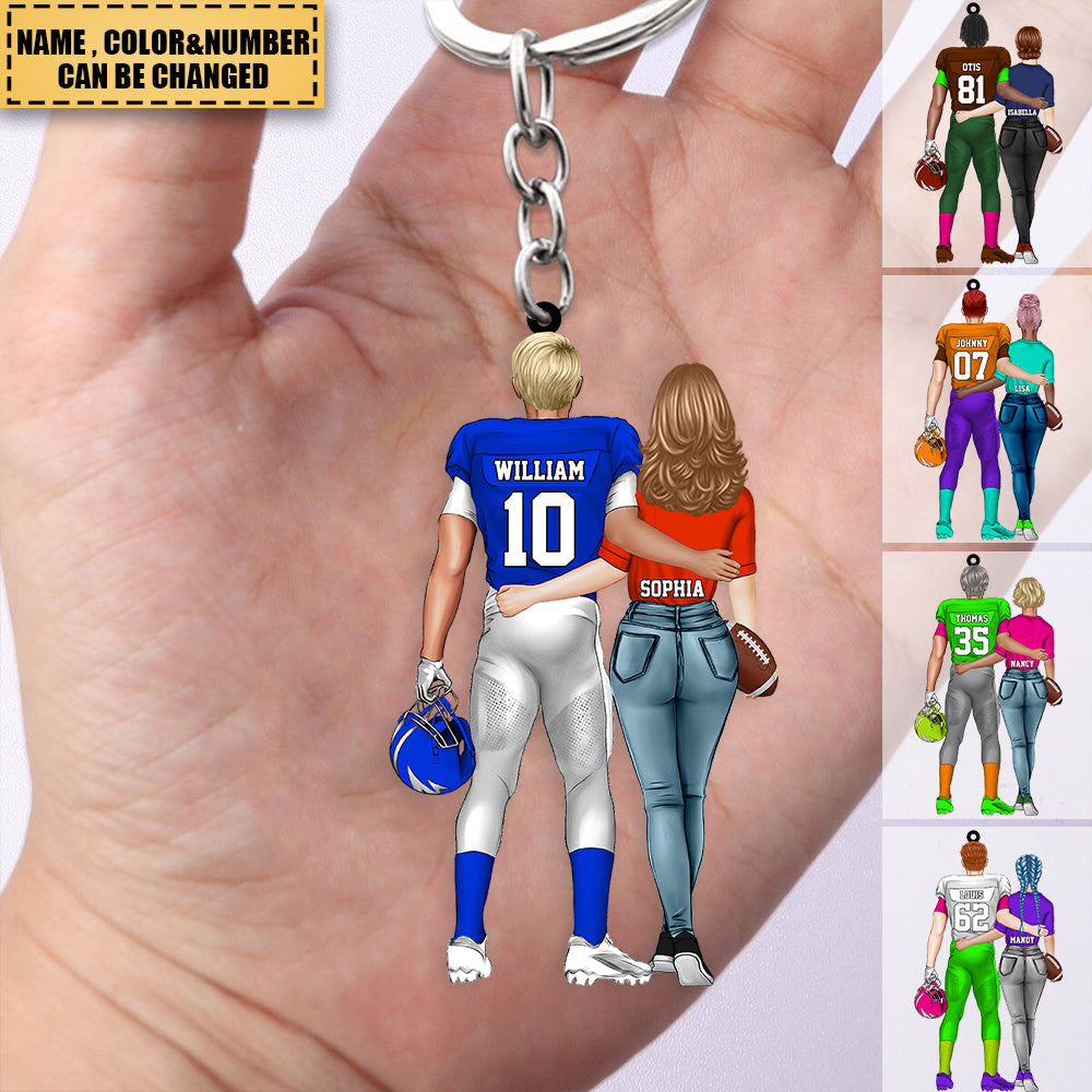 Personalized American Football Couple Acrylic Keychain-Gift For American Football Lovers