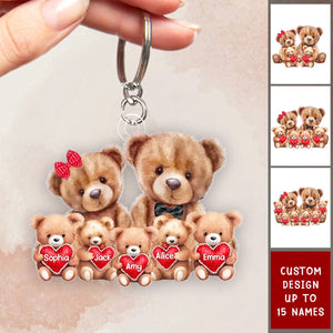 Bear Family With Little Bear Kids Personalized Acrylic Keychain