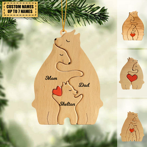 Bear Family Car / Christmas Acrylic Ornament - Gift For Family