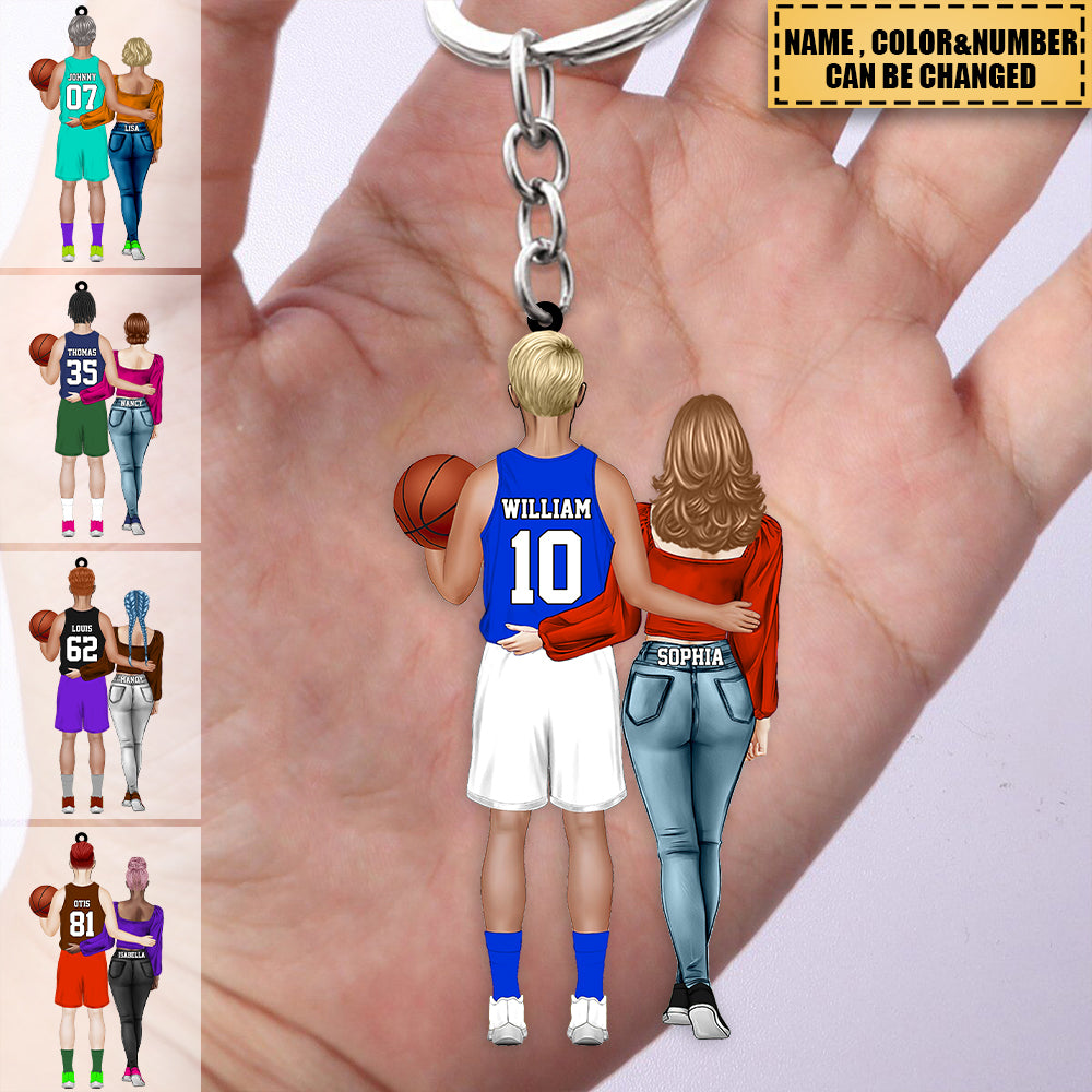 Personalized Basketball Couple Acrylic Keychain-Gift For Basketball Lovers