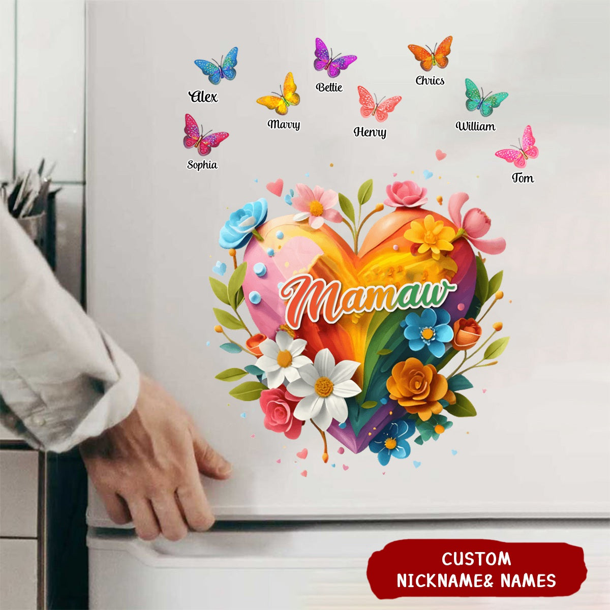 Personalized Decal Sweet Lovely Flowers Grandma Mama Butterfly Kids
