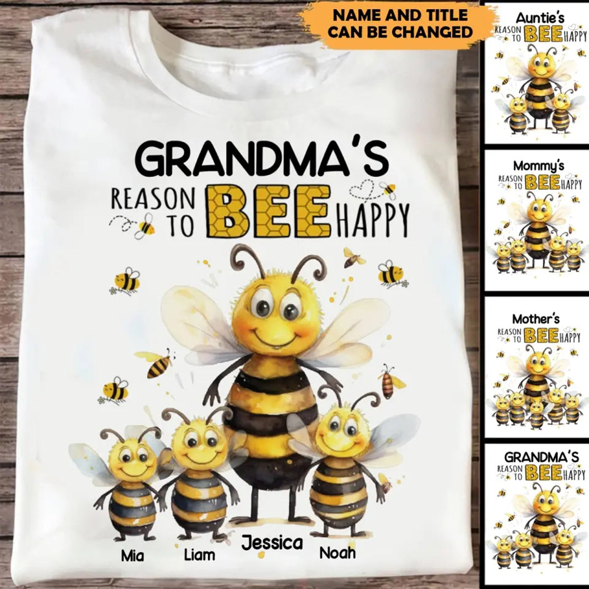 Personalized T-shirts With Grandmas And Moms Reasons To Be Happy And Kids Names