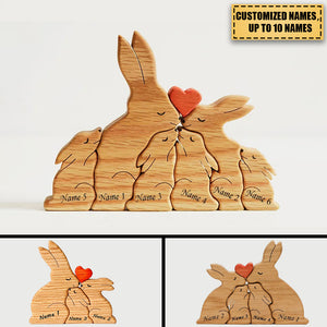 Wooden hare family puzzle - Gift For Family