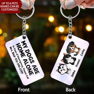 My Pets Home Alone Watercolor Dog Cat Personalized Acrylic Keychain