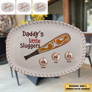 Daddy’s Little Sluggers Baseball Sport Personalized Platter - Gift For Dad Or Grandpa