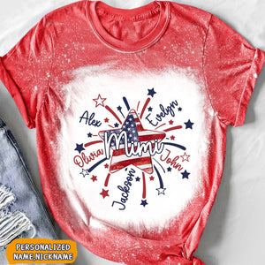 4th of July America Flag Star Grandma Mom Little Kids Personalized 3D T-shirt