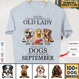 Dog - Never Underestimate Old Lady Personalized T-shirt - Gift For Woman