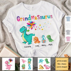 Grandmasaurus Colorful Flower T Shirt - Gift For Grandma