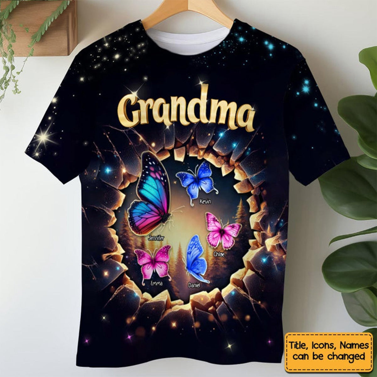 Personalized Gift For Grandma Butterfly 3D Effect All-over Print-T Shirt