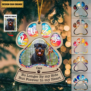 Custom Personalized Memorial Cat/Dog Paw Wooden  Car / Christmas Ornament - Upload Photo - Memorial Gift For Pet Owener