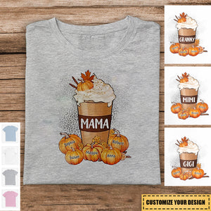 Grandma Mom Pumpkin Spice Latte Personalized Shirt Gift For Grandma