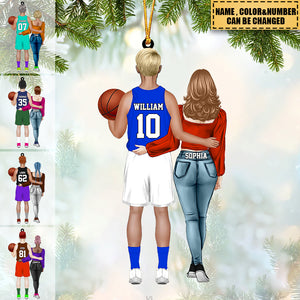 Personalized Basketball Couple Acrylic Car / Christmas Ornament - Gift For Couple