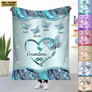 Grandma- Mom Heart Butterfly Kids Personalized Fleece Blanket