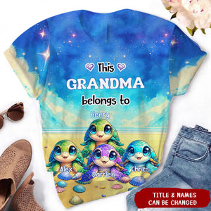 Personalized Cute Little Turtle Grandkids 3D T-shirt-Gift for Grandmas