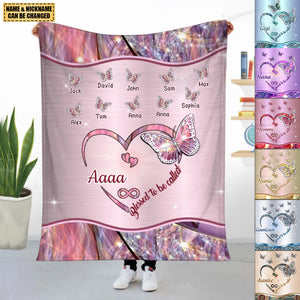 Grandma- Mom Heart Butterfly Kids Personalized Fleece Blanket