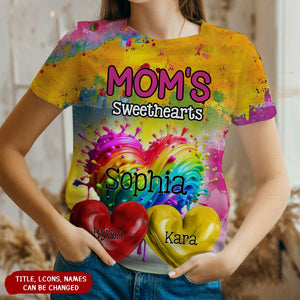 Personalized Sweatheart Paint Splatter Grandma Mom Kids All-over Print T Shirt