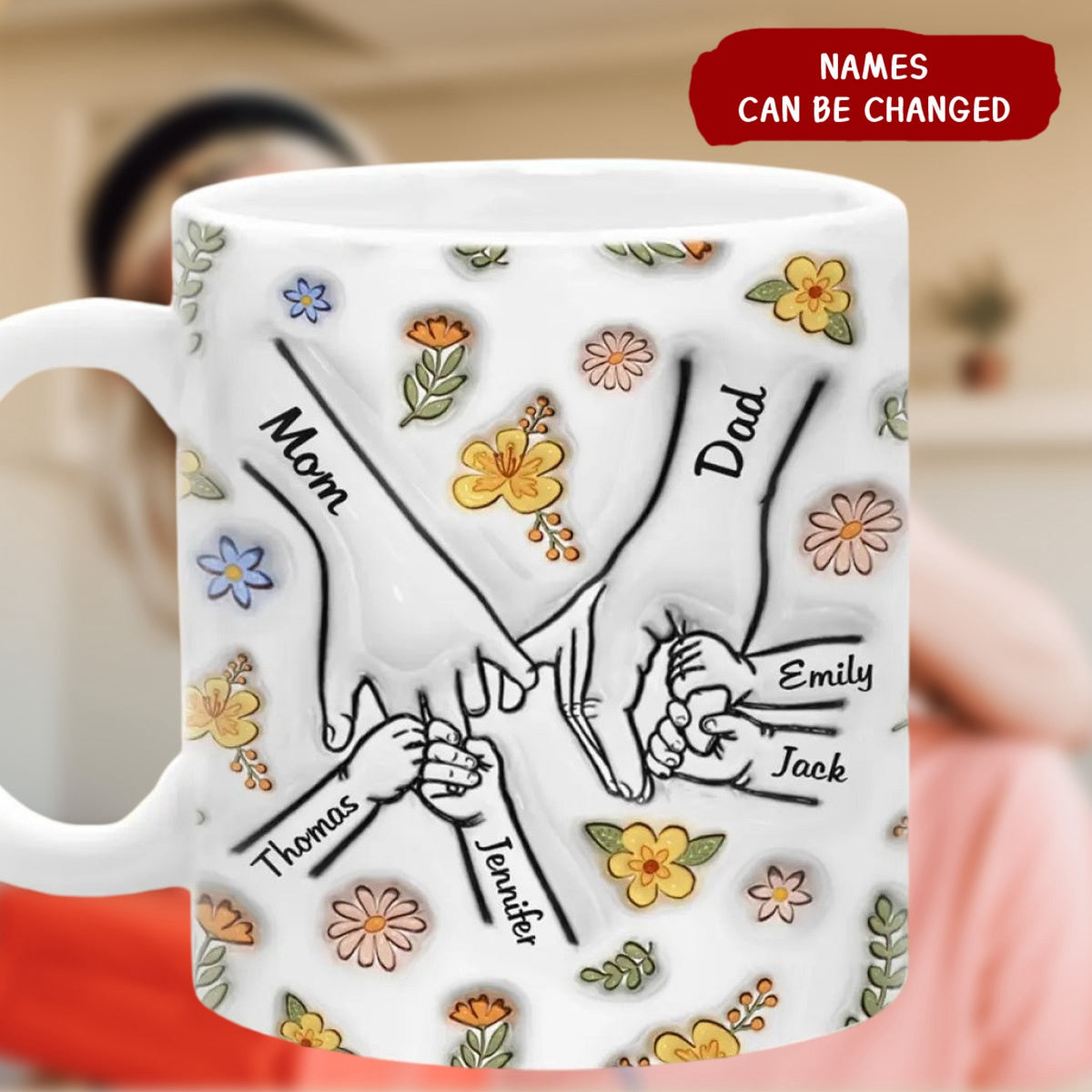Personalized Family Custom 3D Inflated Effect Printed Mug-A Family Is A Round Of Love