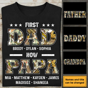 Personalized First Dad Now Papa Shirt