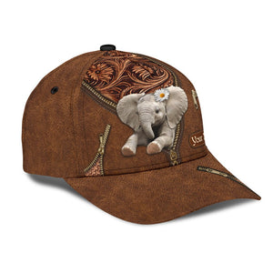Personalized Cute Elephant Daisy Unisex Cap