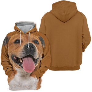 Unisex 3D Graphic Hoodies Animals Dogs Staffordshire Bull Terrier Happy