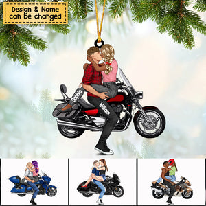 Kissing Couple - Personalized Car Acrylic Christmas Ornament - For Him, For Her, Motorcycle Lovers