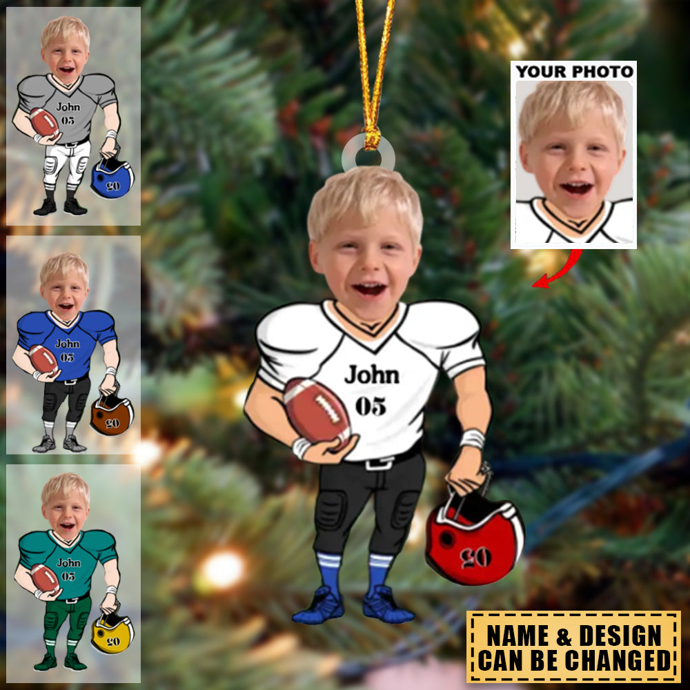Personalized Your Photo American Football Christmas Gift Acrylic Ornament