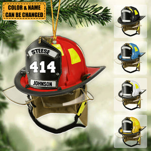 Firefighter Helmet - Personalized Christmas Ornament