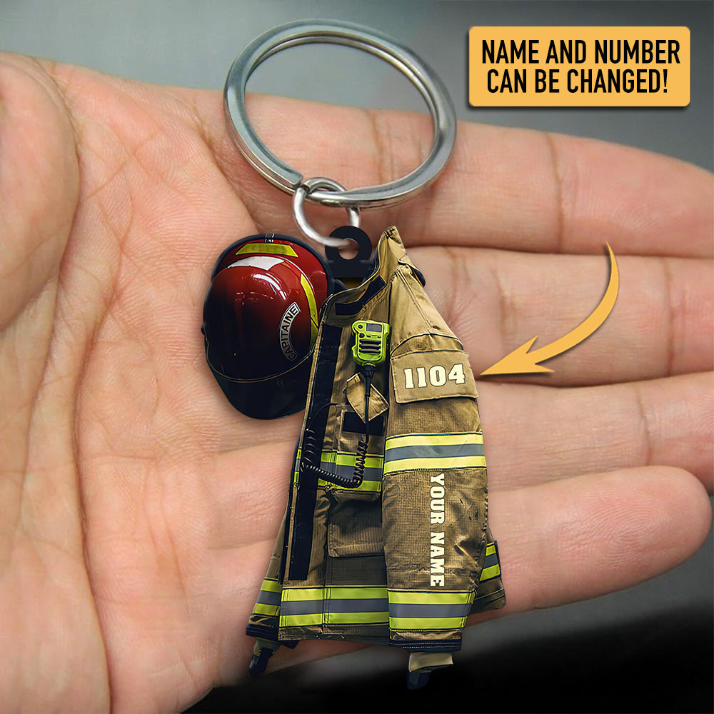 2022 New Release Personalized Firefighter Armor Shaped Flat Acrylic Keychain