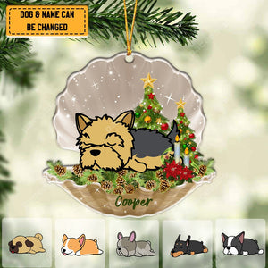 Personalized Dog Sleeping Pearl in Christmas Ornament