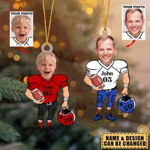 Personalized Your Photo American Football Christmas Gift Acrylic Ornament