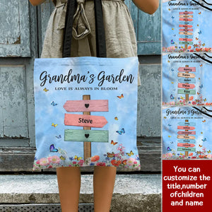 Grandma Mom's Garden Butterfly Kids, Love Is Always In Bloom Personalized Tote Bag