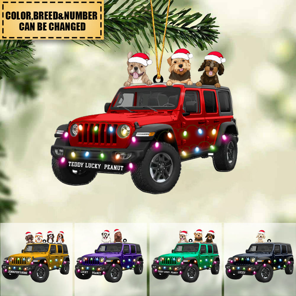 Personalized Off-Road Car Dog Journey Christmas Ornament,Custom Family Ornament