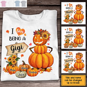Fall Grandma Pumpkin Personalized T-shirt - Gift For Grandma