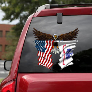 Army Flag and United States Flag Car Sticker
