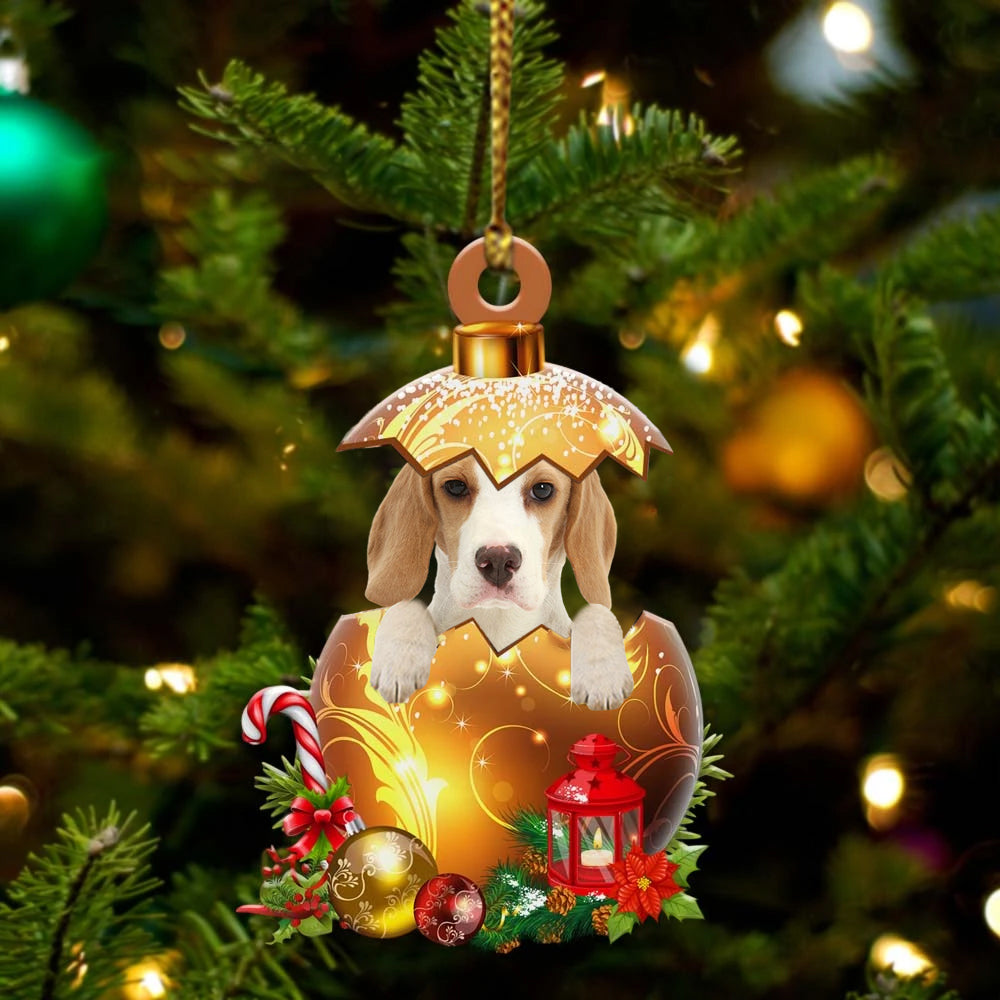 Beagle In Golden Egg Christmas Ornament