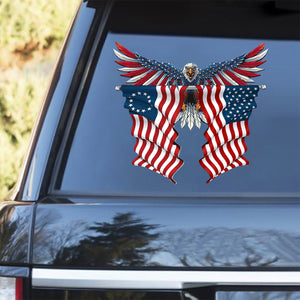 Betsy Ross Flag and United States Flag Car Sticker