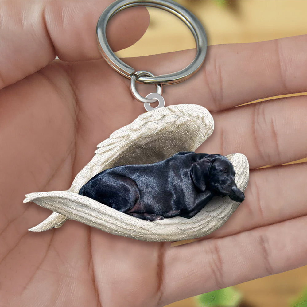 Black labrador Sleeping Angel Acrylic Keychain