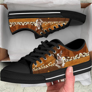 Boston Terrier 2 Holding Daisy Lowtop Shoes