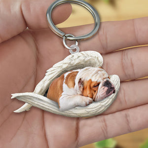 Bulldog Sleeping Angel Acrylic Keychain