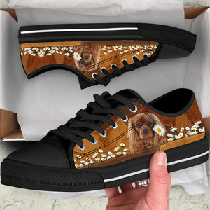 Cavalier King Charles Spaniel Holding Daisy Lowtop Shoes