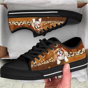 Cavalier King Charles Spaniel 06 Holding Daisy Lowtop Shoes