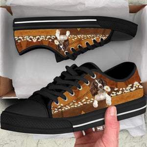 English Springer Spaniel Holding Daisy Lowtop Shoes