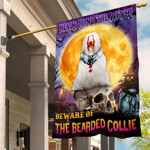 Bearded Collie Halloween House Flag