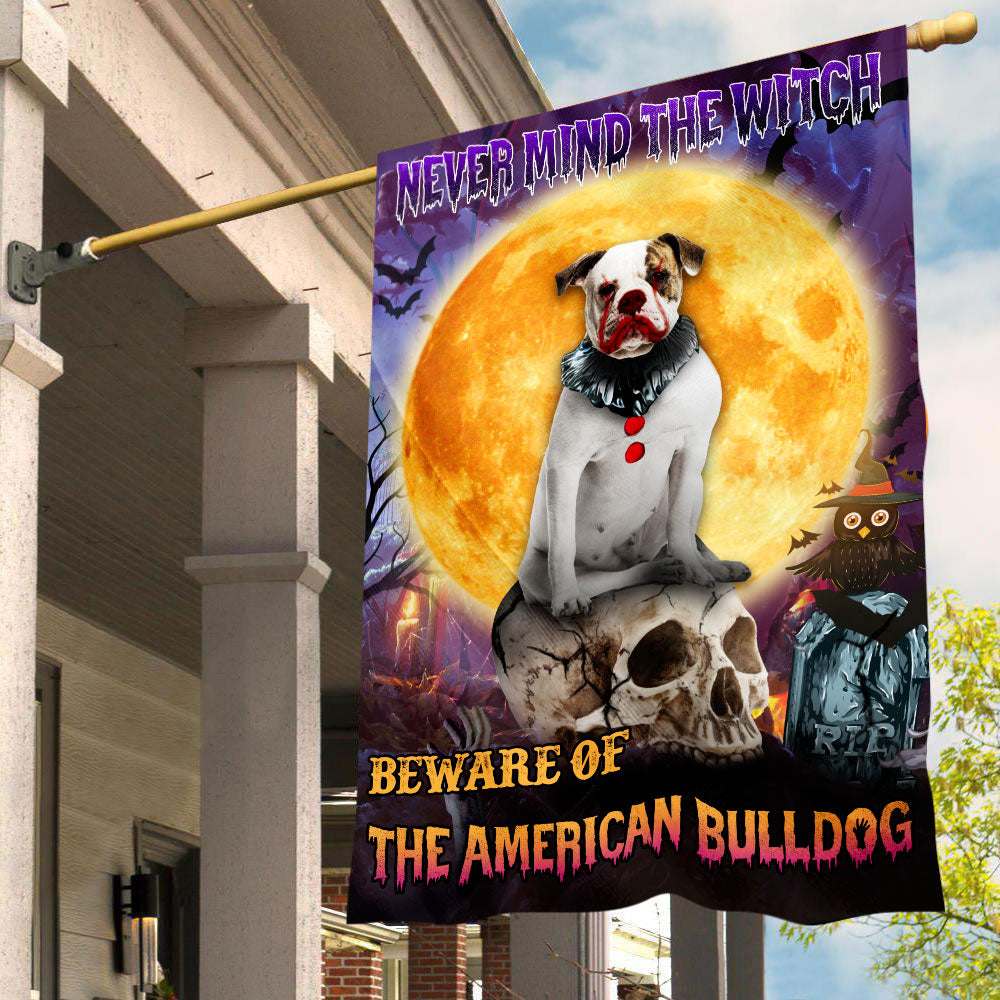 American Bulldog Halloween House Flag